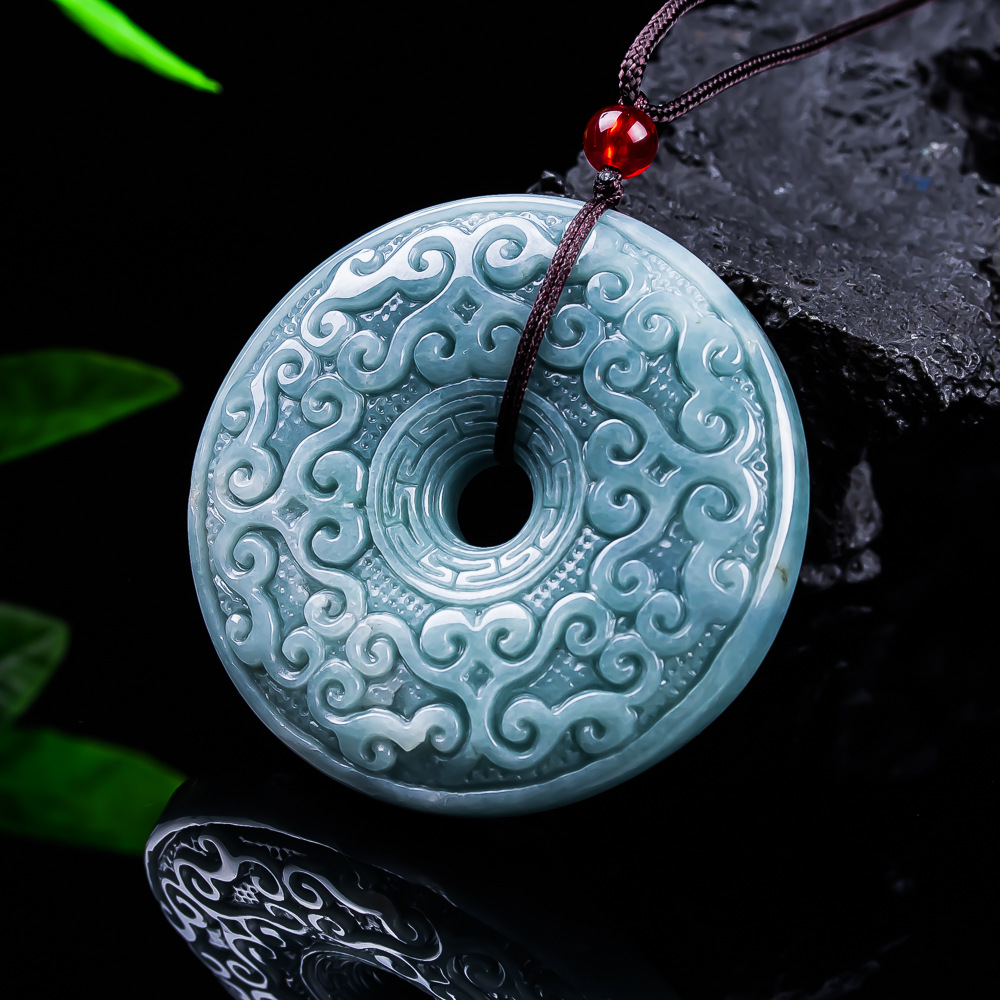 Jewelry & Watches Store - 천연 버마산 경옥 꽃 펜던트 목걸이