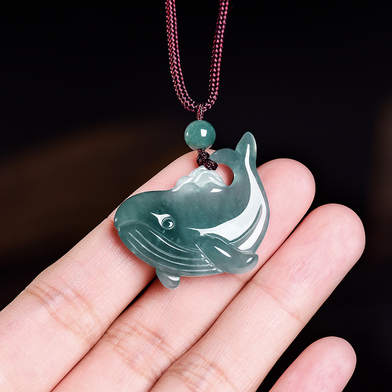 Jewelry & Watches Store - 천연 버마산 비취 고래 펜던트 목걸이