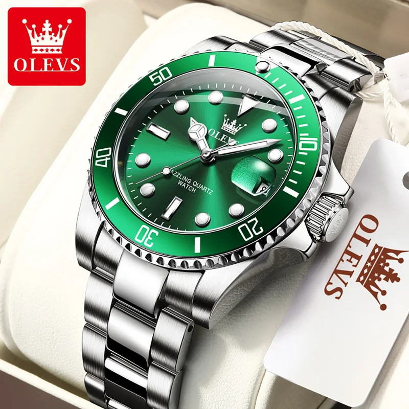Rolex Watch Submariner - OLEVS 남성용 오리지널 쿼츠 시계 Stainles