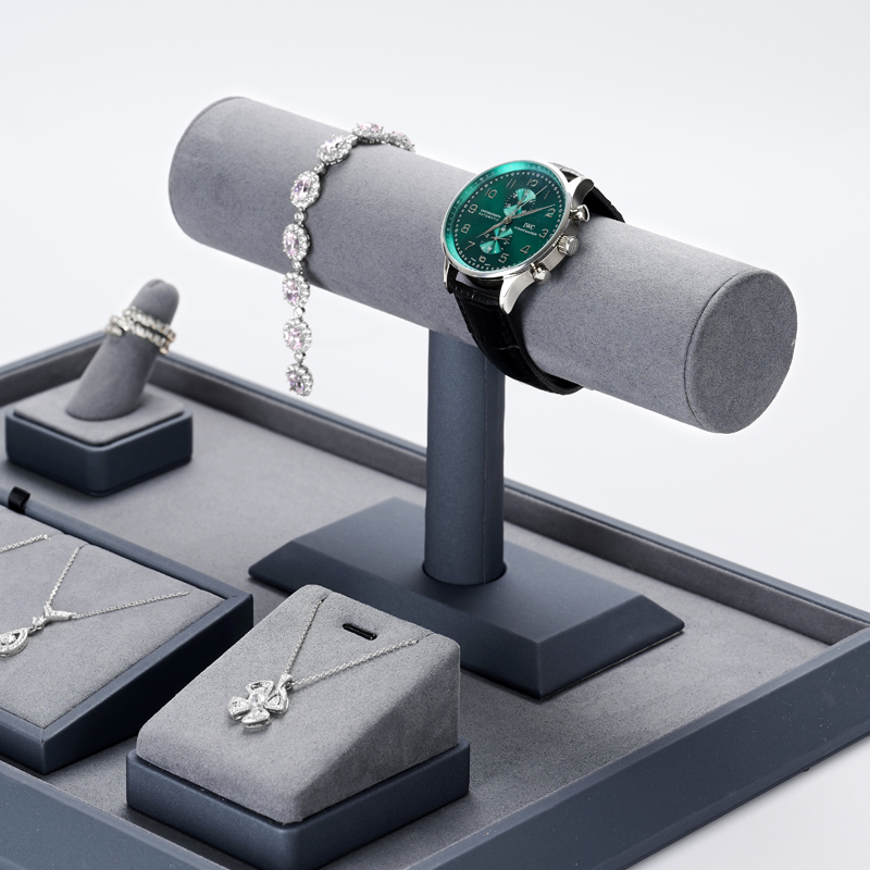 우드텐 비즈니스용 회색 가죽 귀걸이 진열대 목걸이 팔찌 - Watches Jewelry Holder 리뷰 및 가격