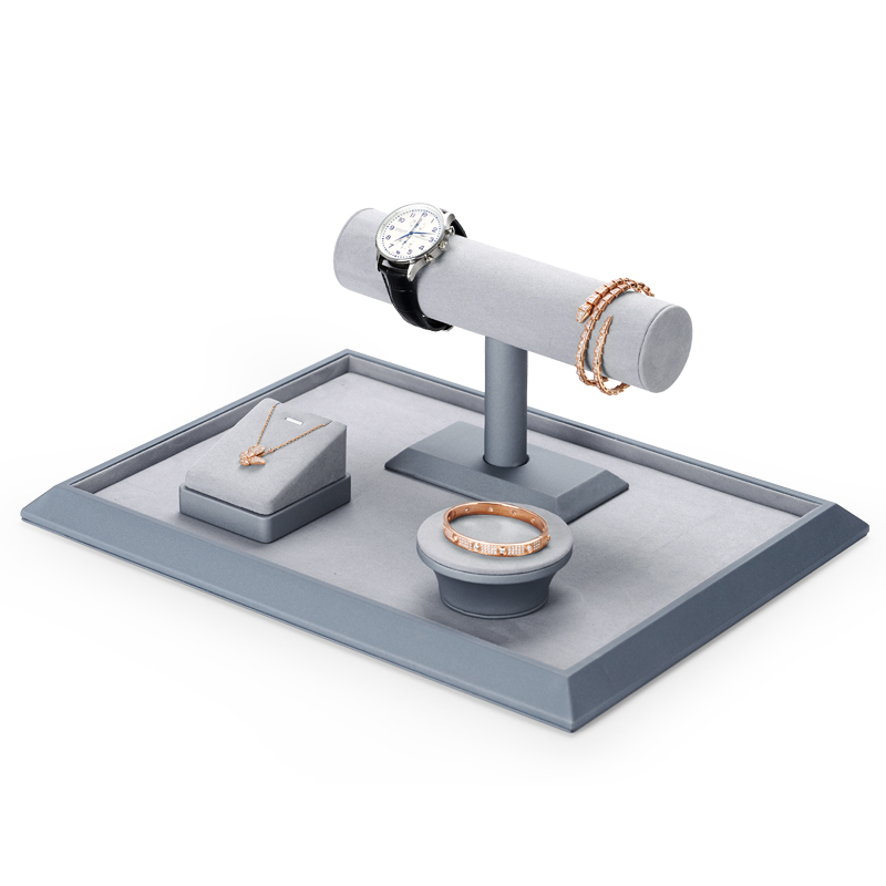 우드텐 비즈니스용 회색 가죽 귀걸이 진열대 목걸이 팔찌 - Watches Jewelry Holder 리뷰 및 가격