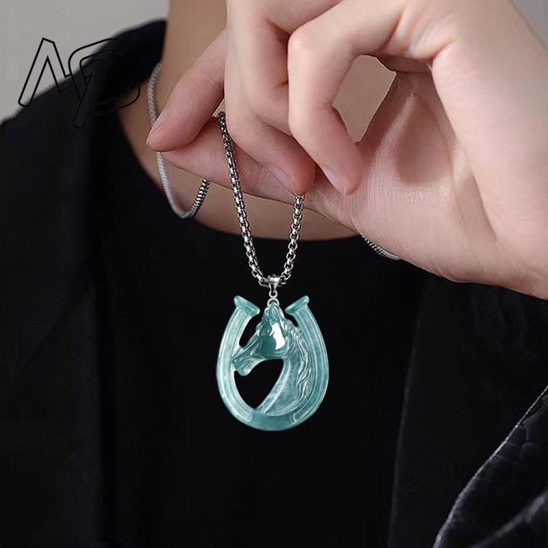 S925 실버 천연 블루 워터 제이드 말굽 펜던트 목걸 - Jewelry & Watches Store 리뷰 및 가격