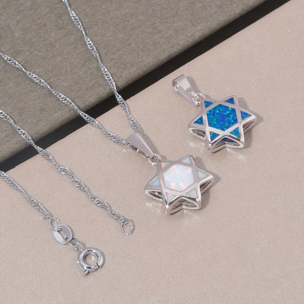 다윗의 별 오팔 펜던트 목걸이 양면 유대교 헥사그램 보 - Jewelry & Watches Store 리뷰 및 가격